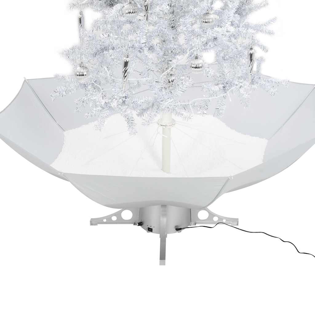 Julgran med snö och paraplybas vit 190 cm