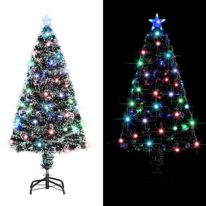 Förbelyst julgran med fot och LED 120 cm fiberoptik