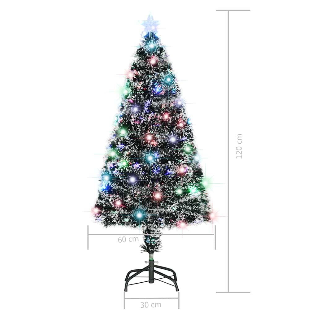 Förbelyst julgran med fot och LED 120 cm fiberoptik