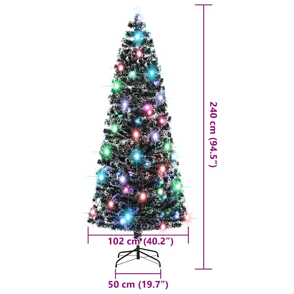 Förbelyst julgran med fot och LED 240 cm fiberoptik
