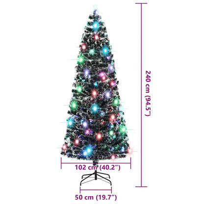 Förbelyst julgran med fot och LED 240 cm fiberoptik