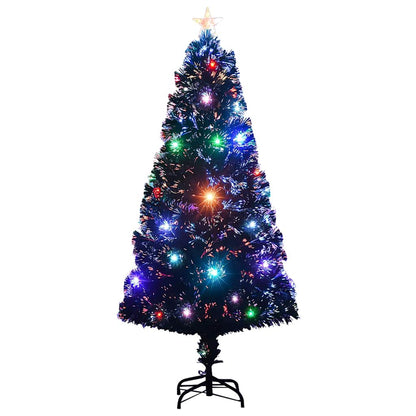 Förbelyst julgran med fot och LED 120 cm fiberoptik