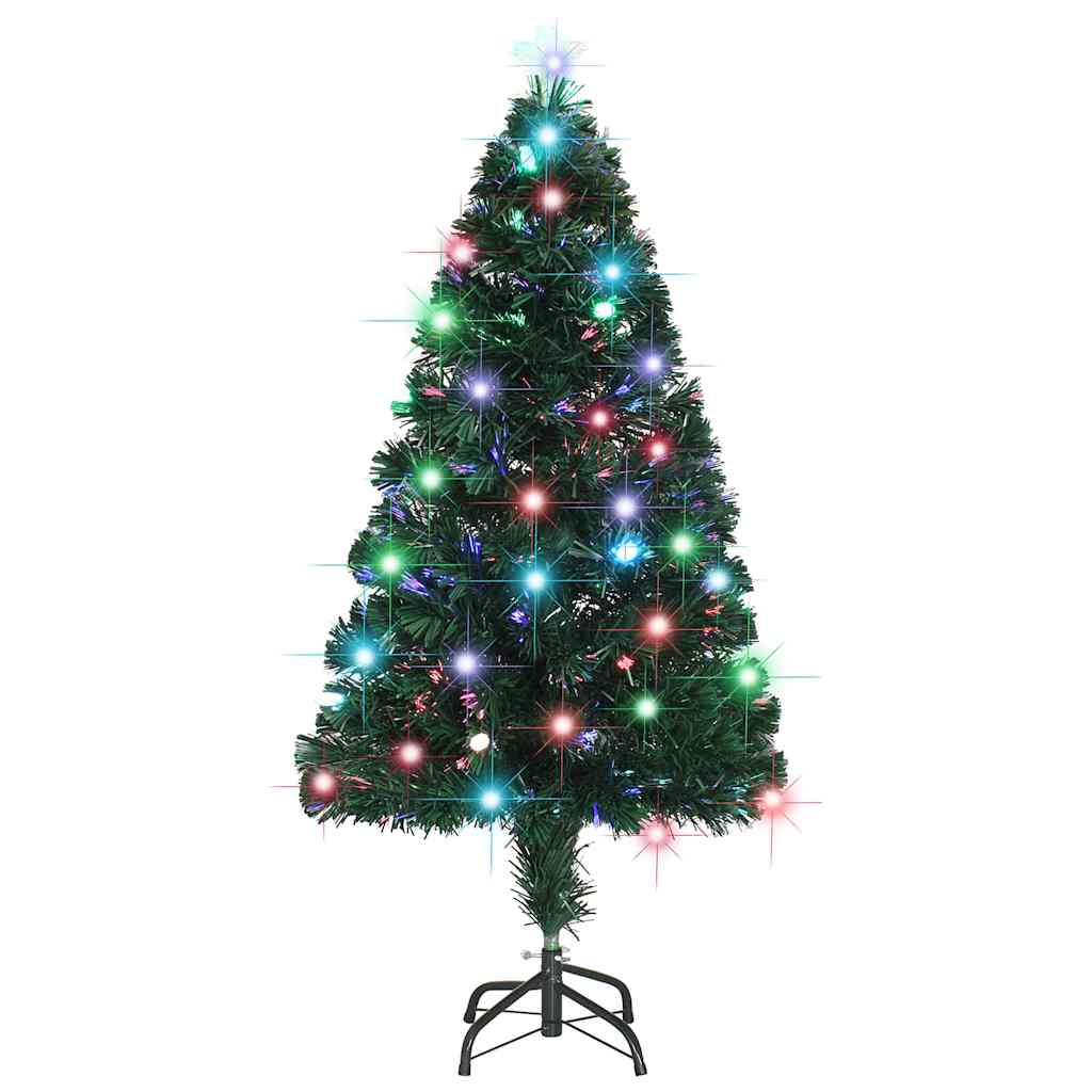 Förbelyst julgran med fot och LED 120 cm fiberoptik