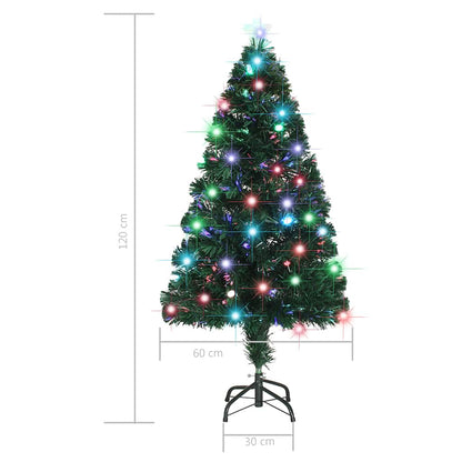 Förbelyst julgran med fot och LED 120 cm fiberoptik