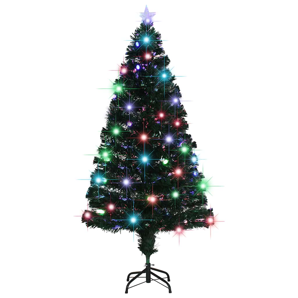 Förbelyst julgran med fot och LED 150 cm fiberoptik