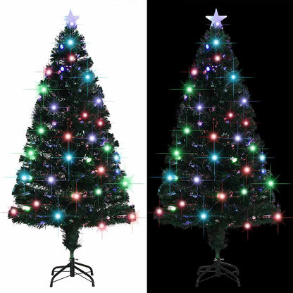 Förbelyst julgran med fot och LED 150 cm fiberoptik