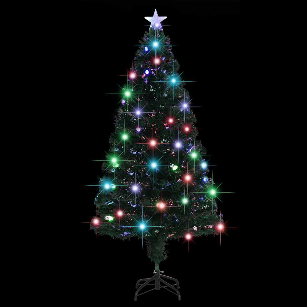 Förbelyst julgran med fot och LED 150 cm fiberoptik