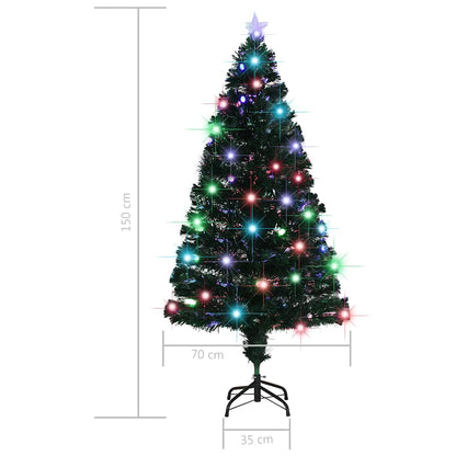 Förbelyst julgran med fot och LED 150 cm fiberoptik