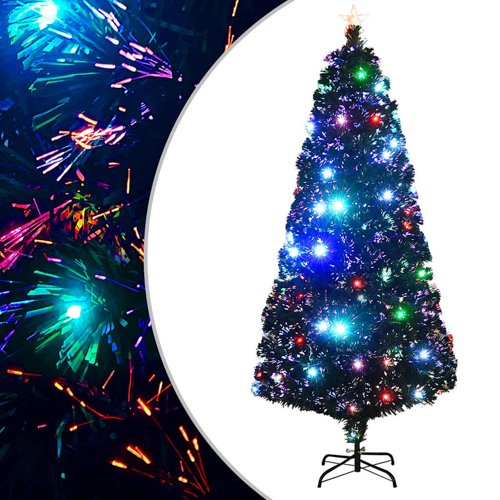 Förbelyst julgran med fot och LED 180 cm fiberoptik