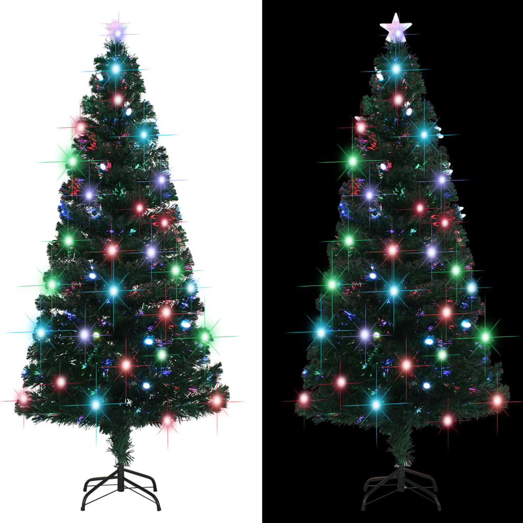 Förbelyst julgran med fot och LED 180 cm fiberoptik