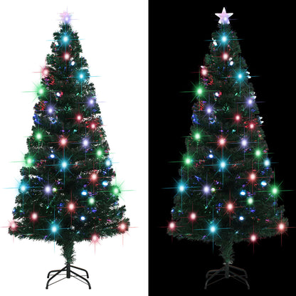 Förbelyst julgran med fot och LED 180 cm fiberoptik