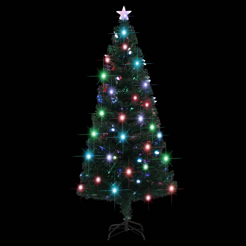 Förbelyst julgran med fot och LED 180 cm fiberoptik