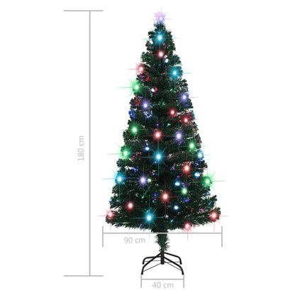 Förbelyst julgran med fot och LED 180 cm fiberoptik