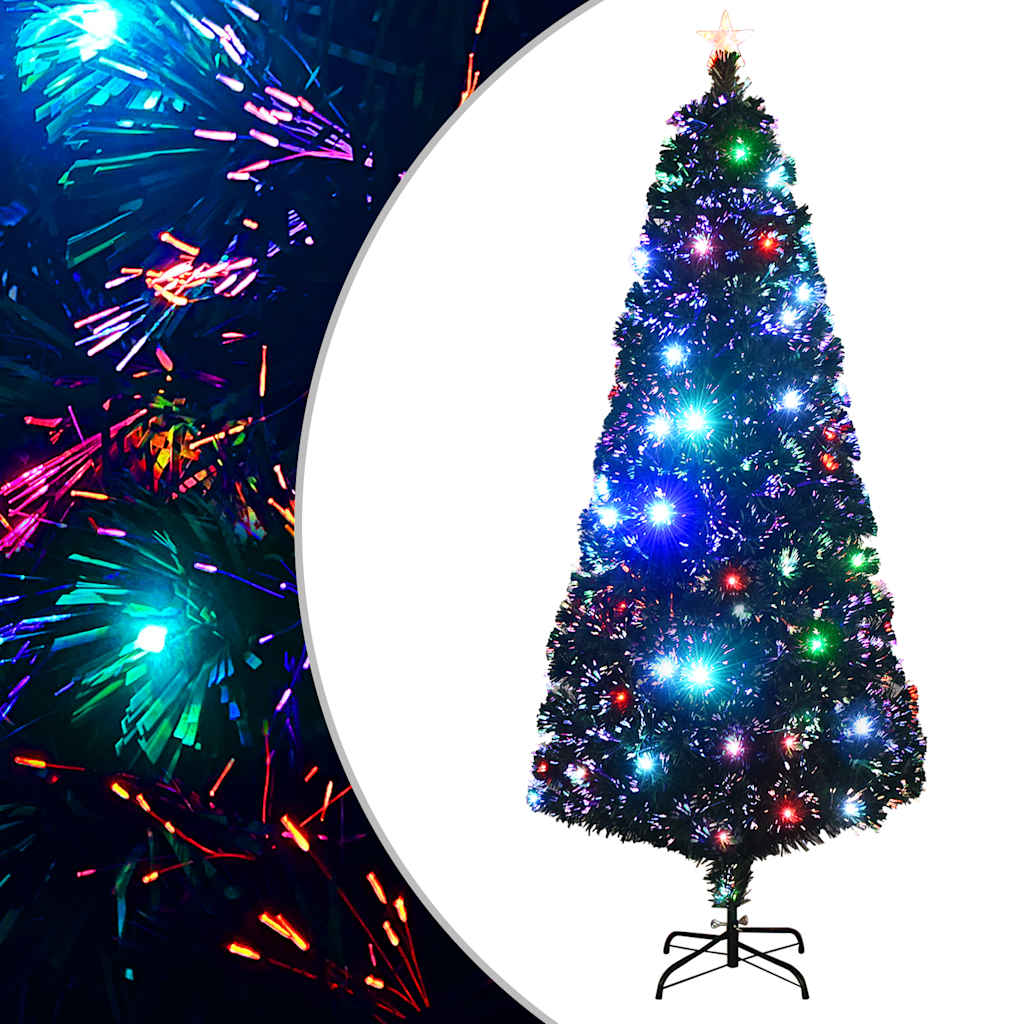 Förbelyst julgran med fot och LED 210 cm fiberoptik