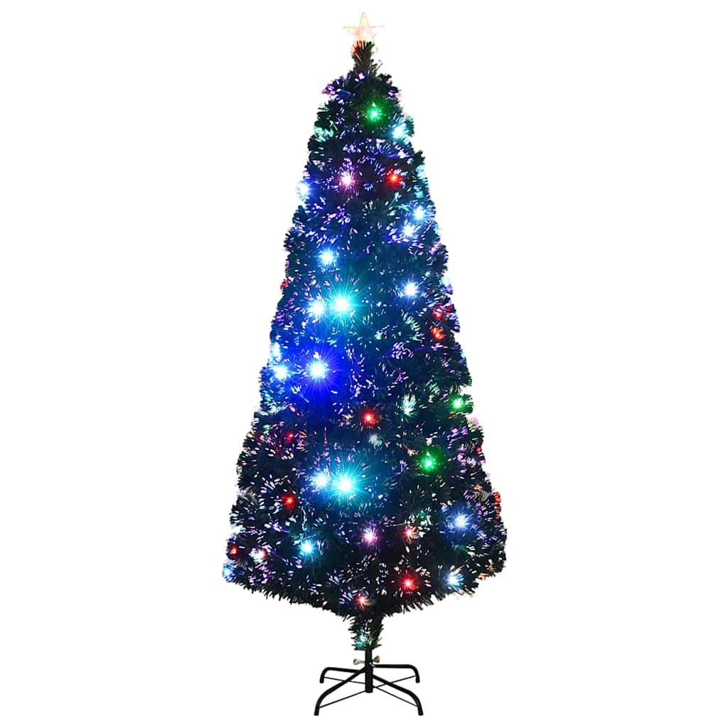 Förbelyst julgran med fot och LED 210 cm fiberoptik