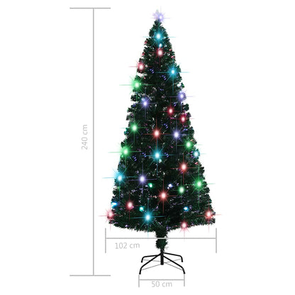 Förbelyst julgran med fot och LED 210 cm fiberoptik