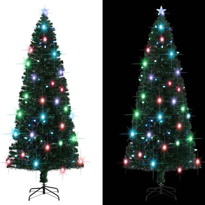 Förbelyst julgran med fot och LED 240 cm fiberoptik