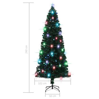 Förbelyst julgran med fot och LED 240 cm fiberoptik