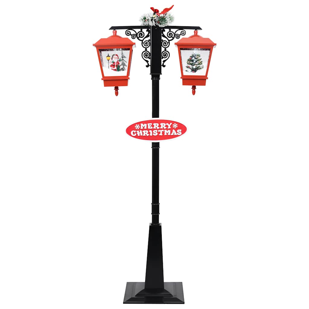 Lyktstolpe med jultomte svart och röd 81x40x188 cm PVC