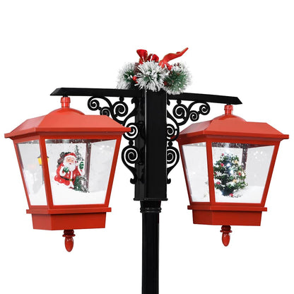 Lyktstolpe med jultomte svart och röd 81x40x188 cm PVC