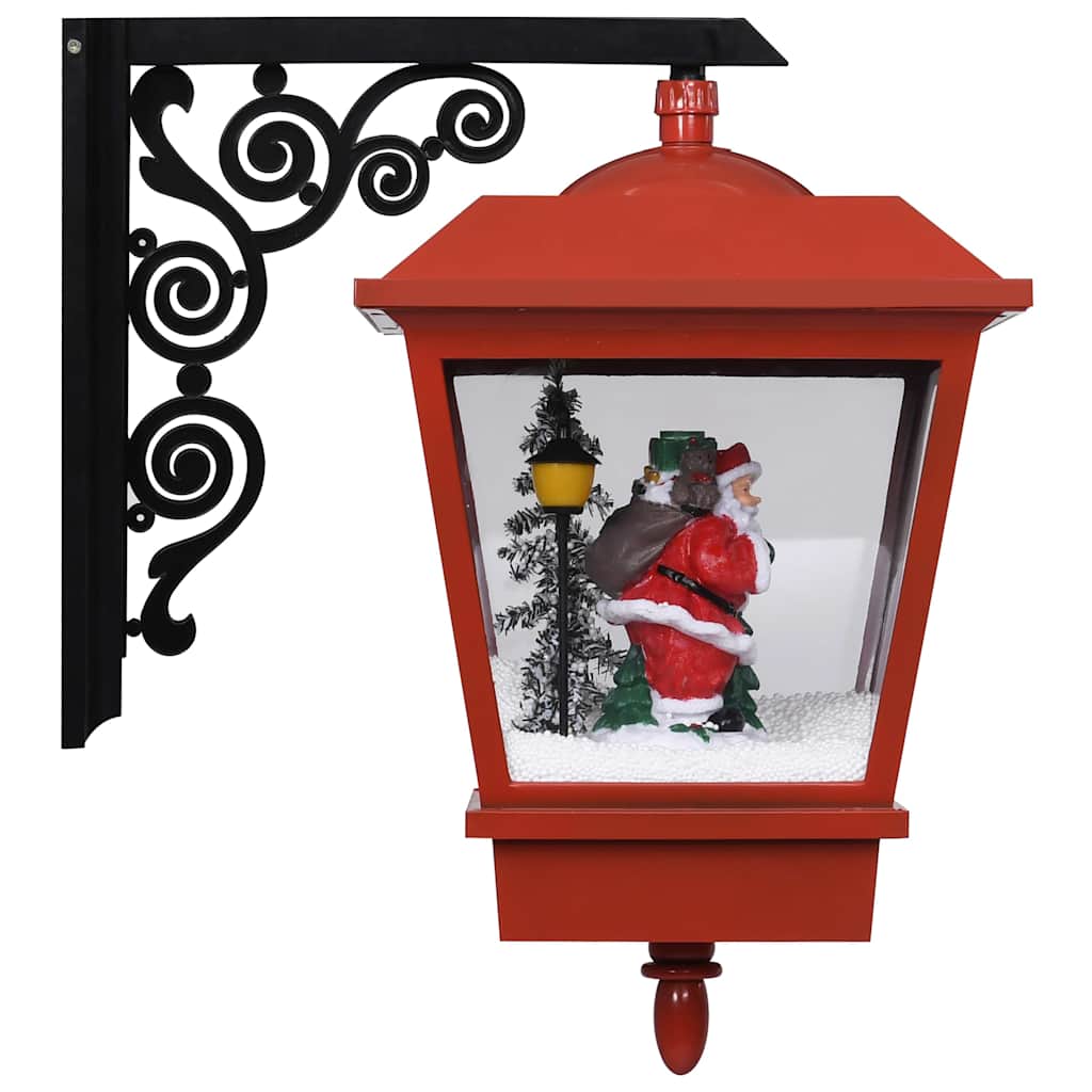 Vägglykta med lampa och jultomte röd 40x27x45 cm