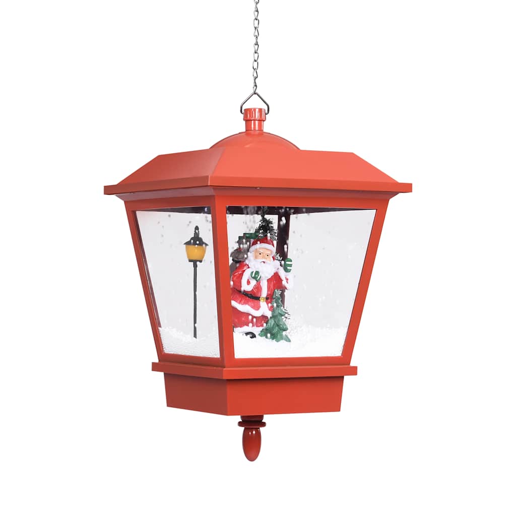 Hänglykta med LED och jultomte röd 27x27x45 cm
