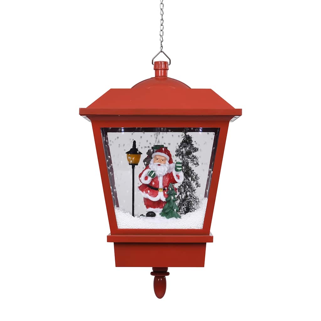 Hänglykta med LED och jultomte röd 27x27x45 cm