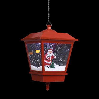 Hänglykta med LED och jultomte röd 27x27x45 cm