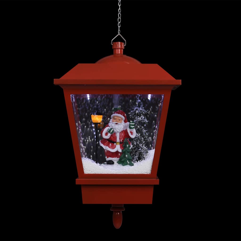 Hänglykta med LED och jultomte röd 27x27x45 cm