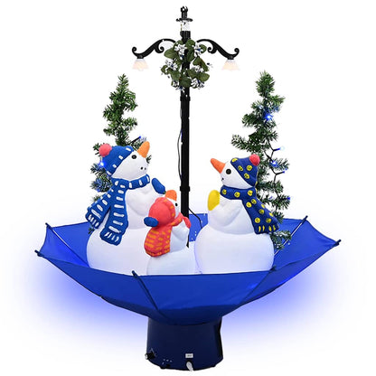 Julgran med snö och paraplybas blå 75 cm PVC