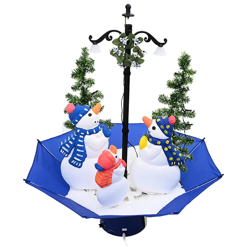 Julgran med snö och paraplybas blå 75 cm PVC