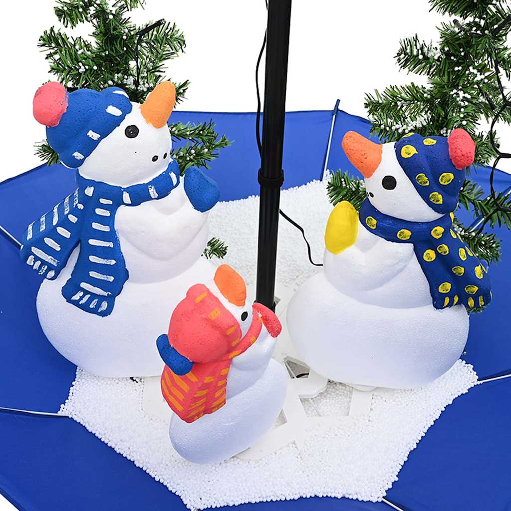 Julgran med snö och paraplybas blå 75 cm PVC