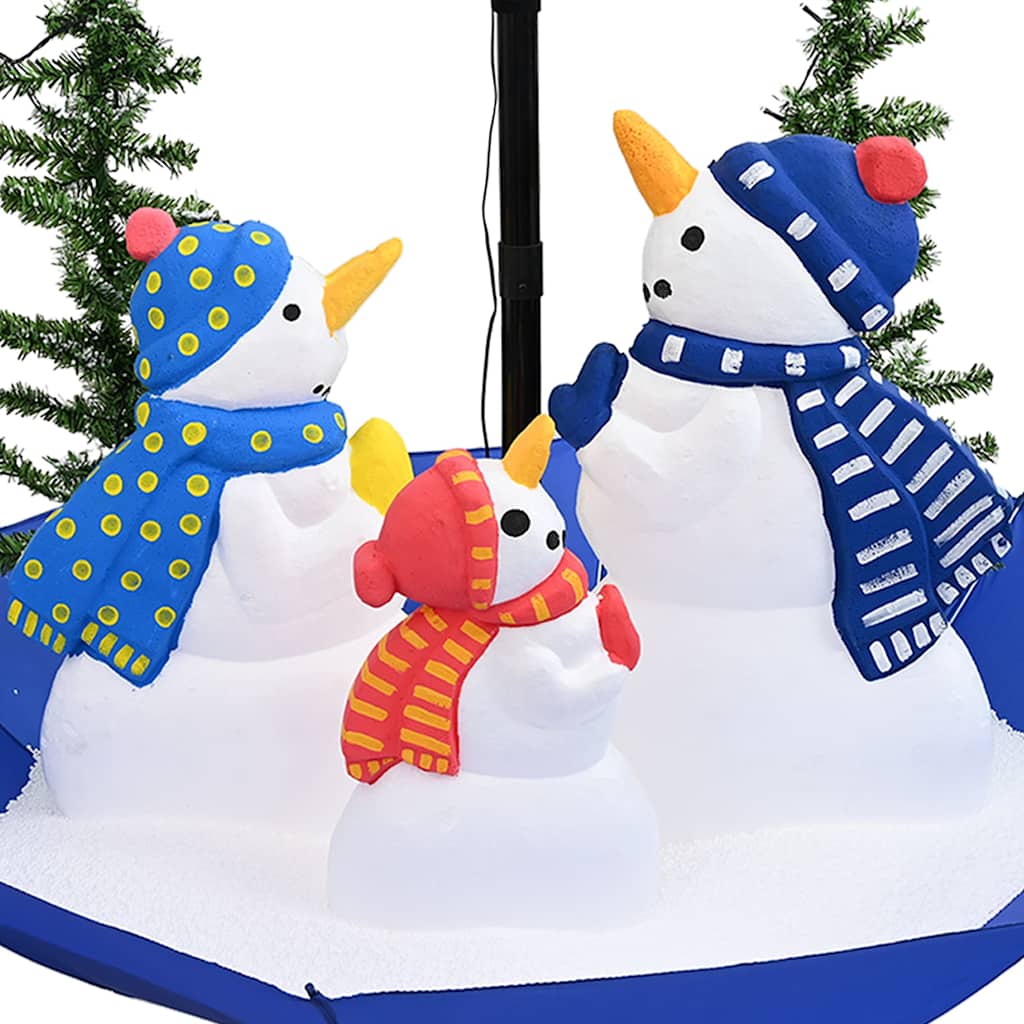 Julgran med snö och paraplybas blå 170 cm PVC
