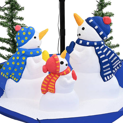 Julgran med snö och paraplybas blå 170 cm PVC