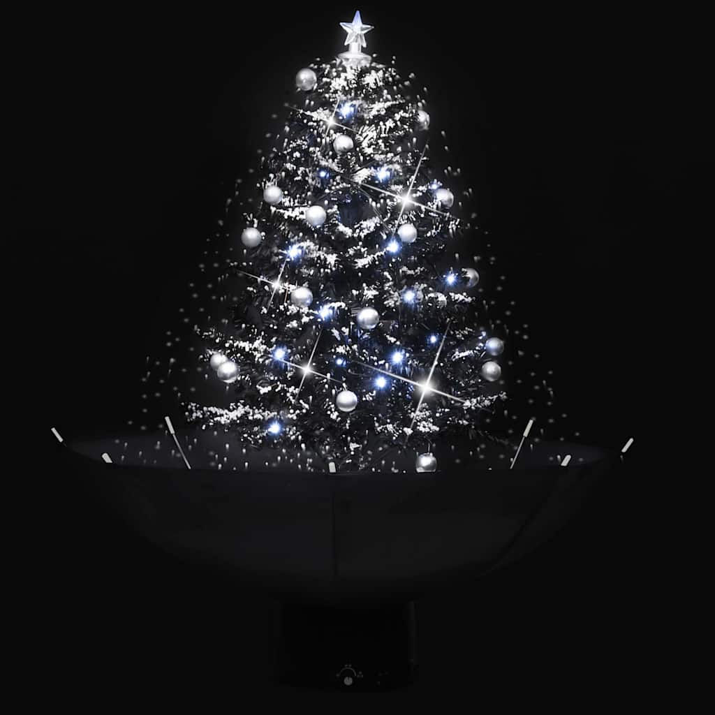 Julgran med snö och paraplybas svart 75 cm PVC