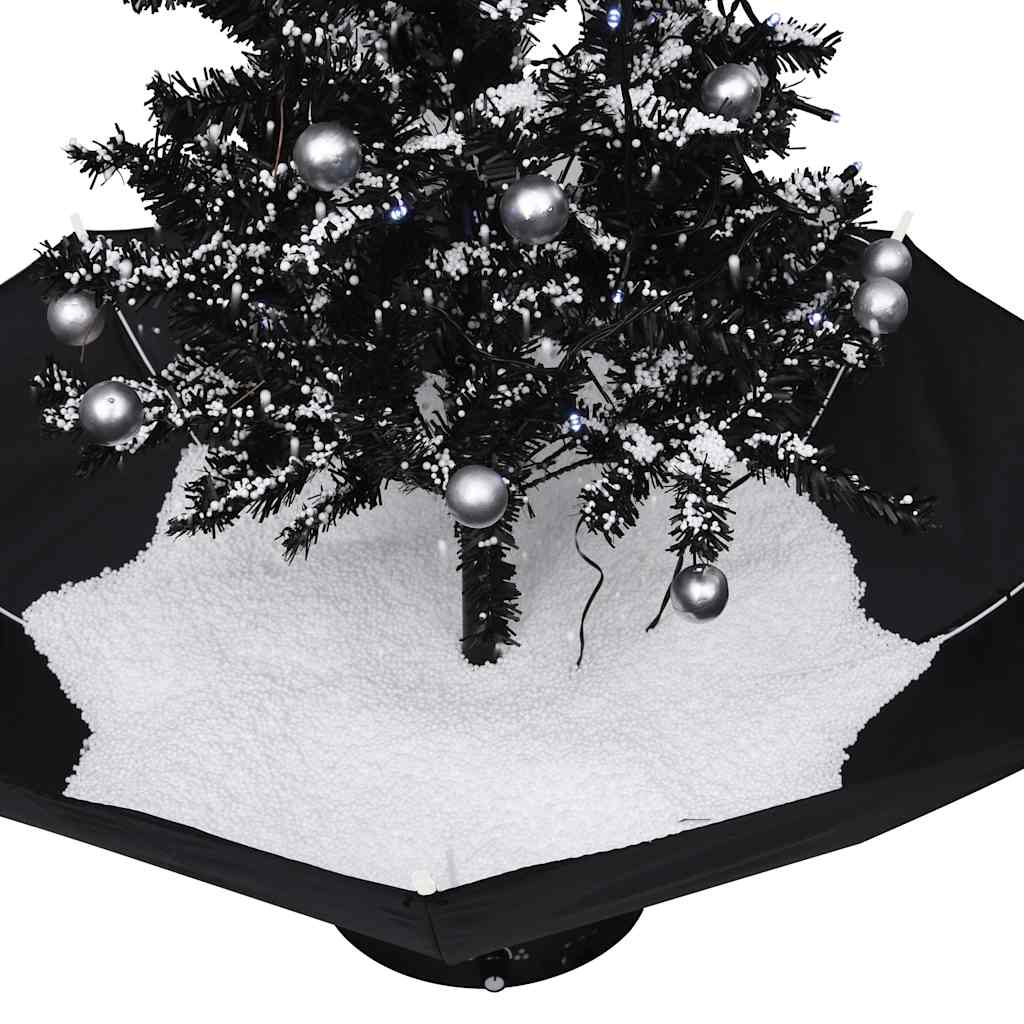 Julgran med snö och paraplybas svart 75 cm PVC