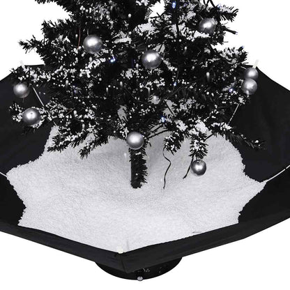 Julgran med snö och paraplybas svart 75 cm PVC