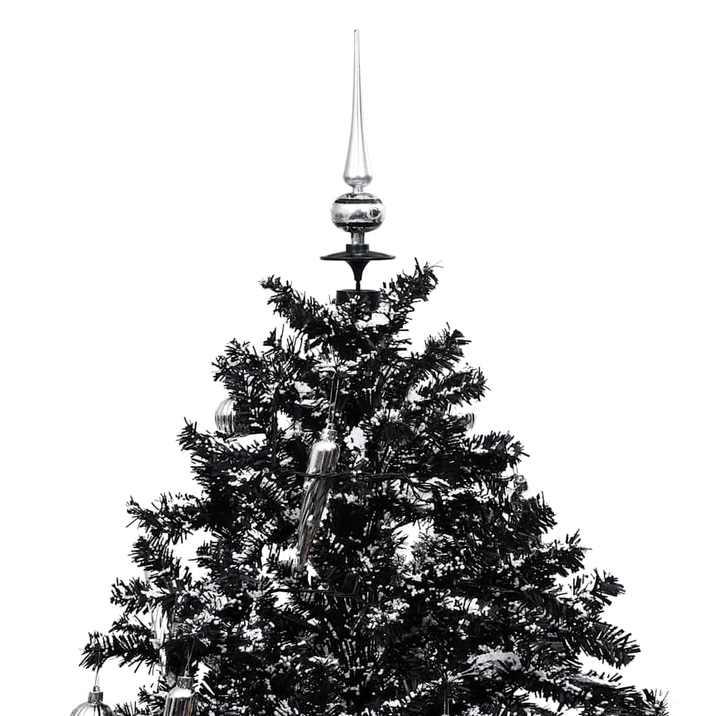 Julgran med snö och paraplybas svart 190 cm PVC