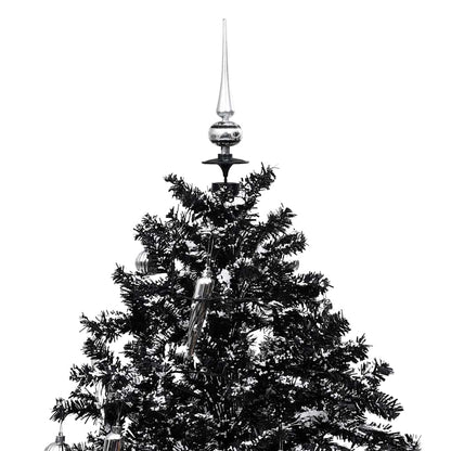 Julgran med snö och paraplybas svart 190 cm PVC