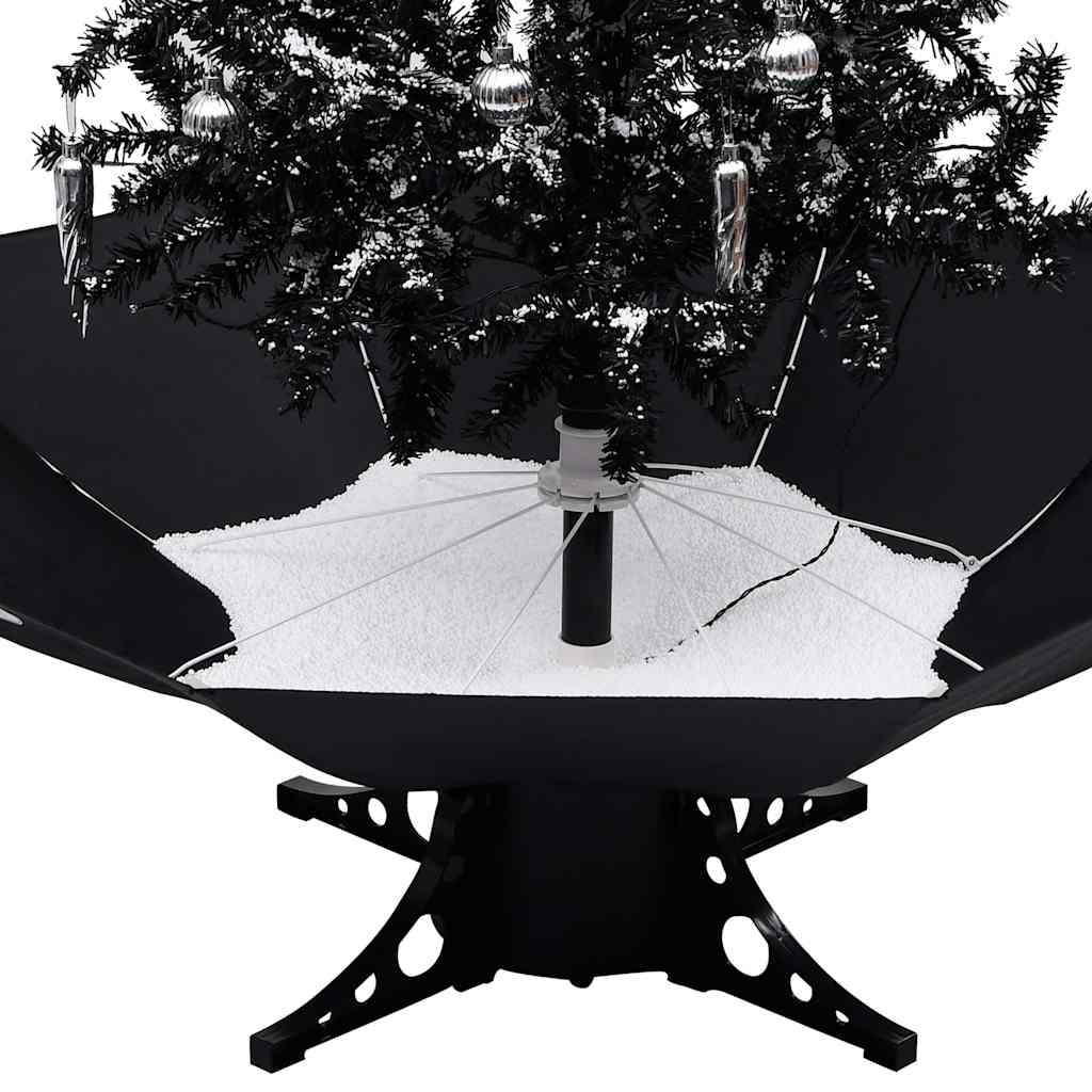 Julgran med snö och paraplybas svart 190 cm PVC