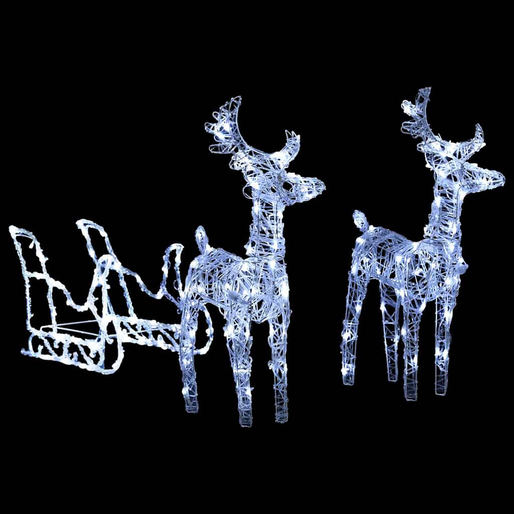 Juldekoration ren & släde 160 LED 130 cm akryl