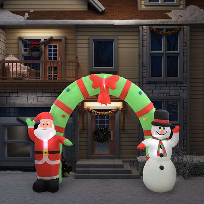 Uppblåsbar juldekoration jultomte & snögubbe LED 223 cm