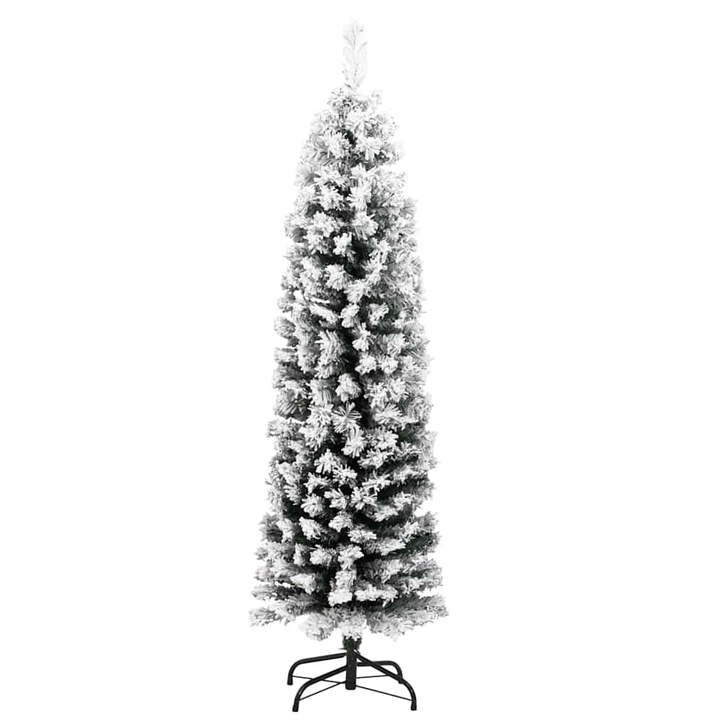 Smal plastgran med snö grön 150 cm PVC