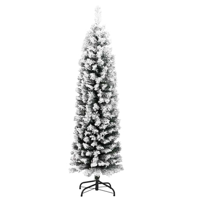 Smal plastgran med snö grön 150 cm PVC