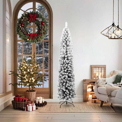 Smal plastgran med snö grön 180 cm PVC