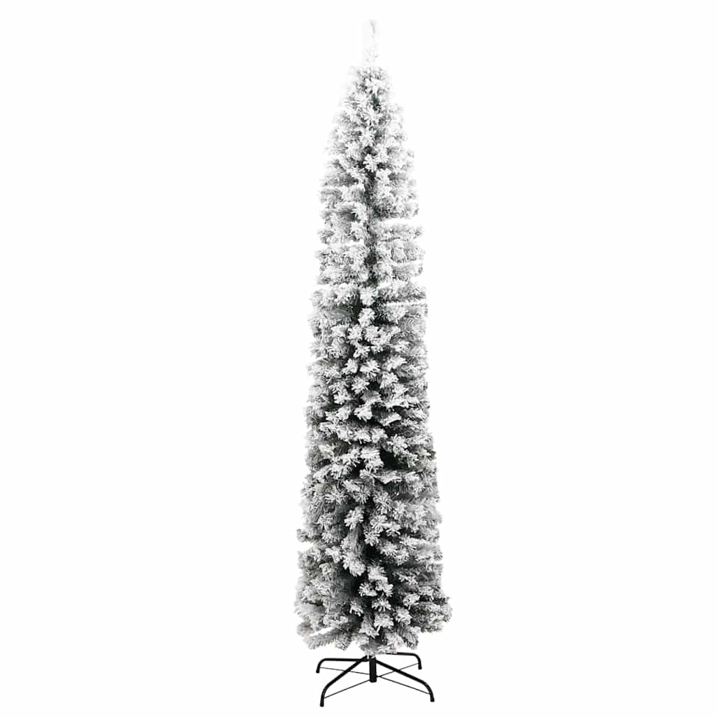 Smal plastgran med snö grön 180 cm PVC