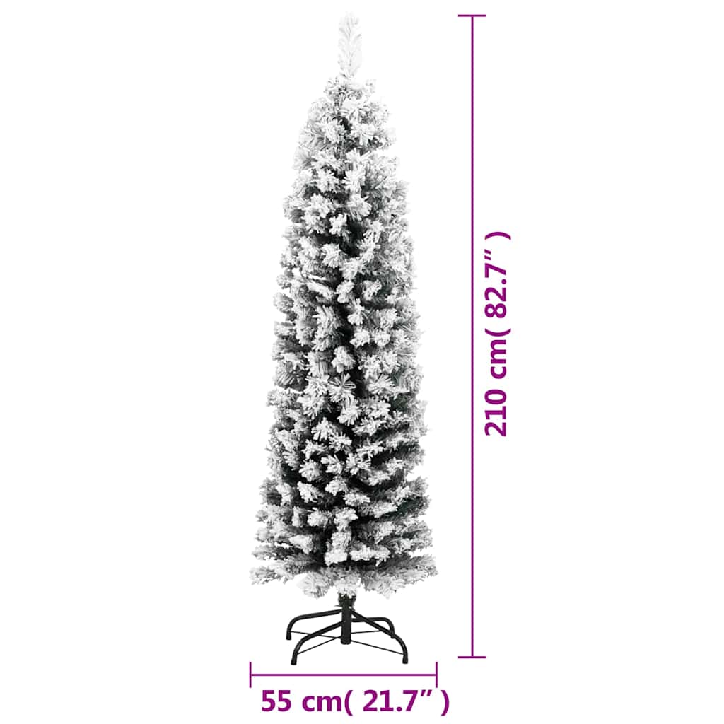 Smal plastgran med snö grön 210 cm PVC