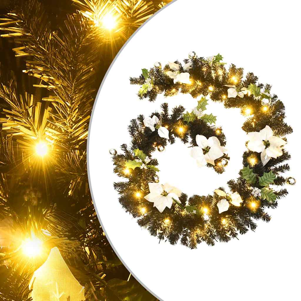 Julgirlang med LED-lampor svart 2,7 m PVC
