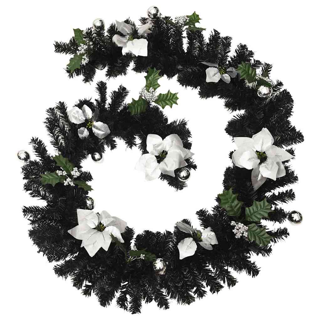 Julgirlang med LED-lampor svart 2,7 m PVC