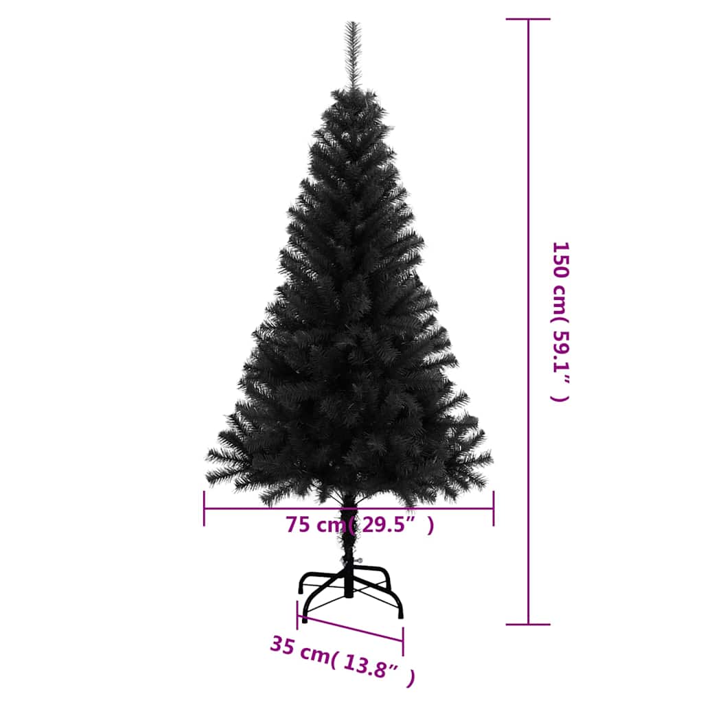 Plastgran med fot svart 150 cm PVC